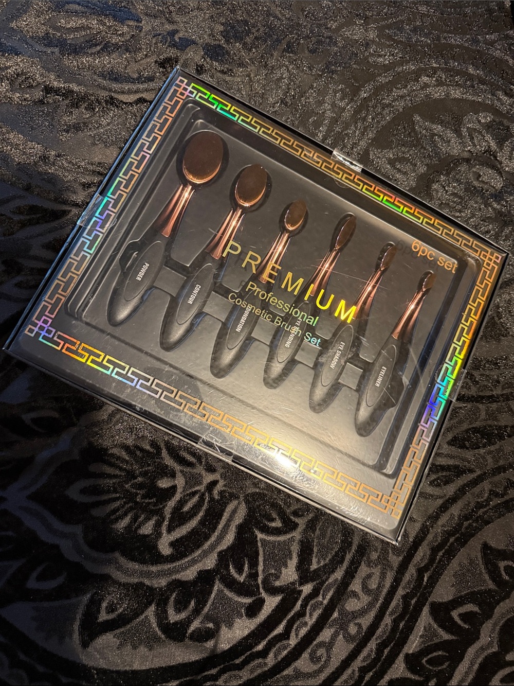 Premium Professional 6pc Cosmetic Brush Set - Rose Gold and Black